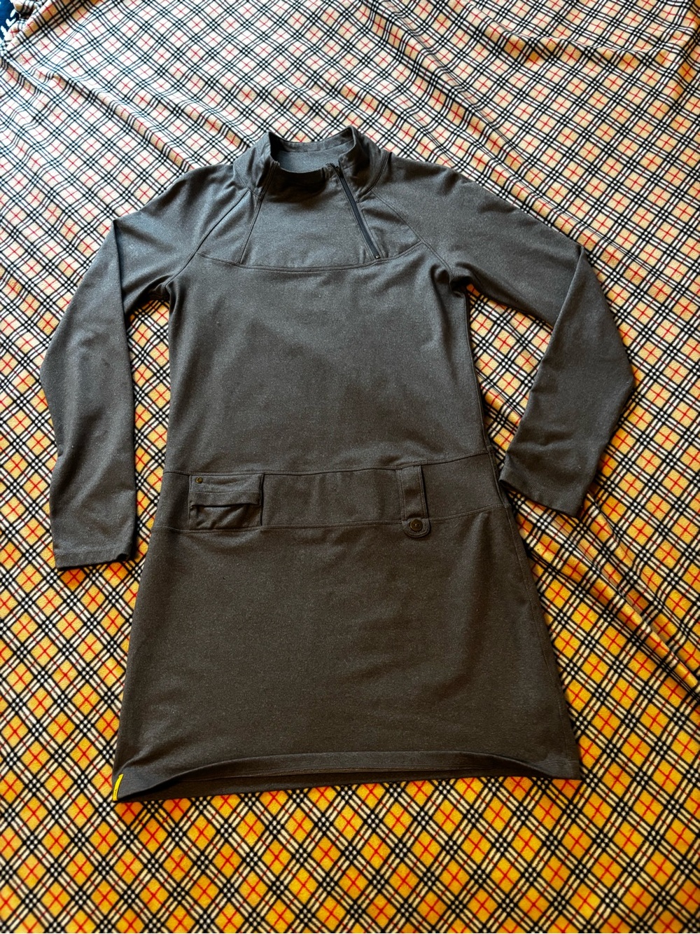 Gray Long Sleeve Knit Tunic Dress